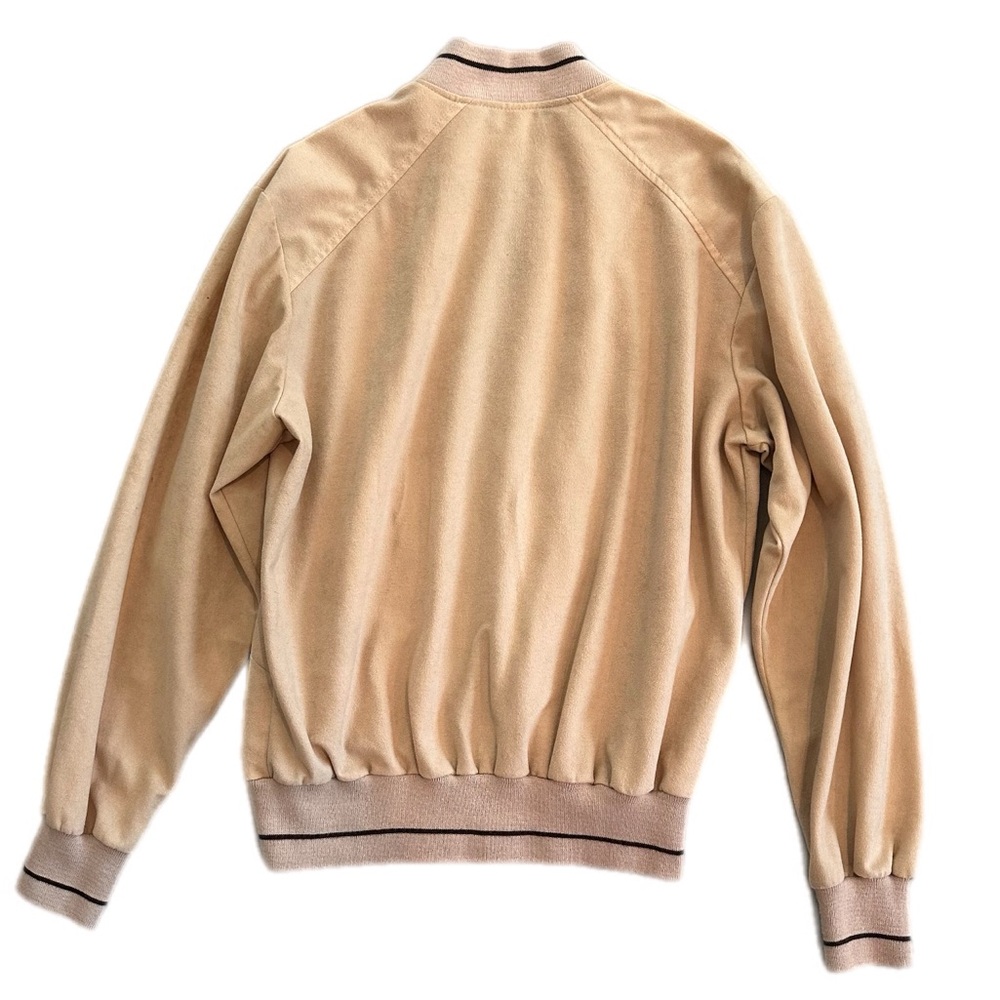 Vintage Pierre Cardin poly micro suede Tan Zip-Up Bomber Jacket Size Large - Picture 2 of 6